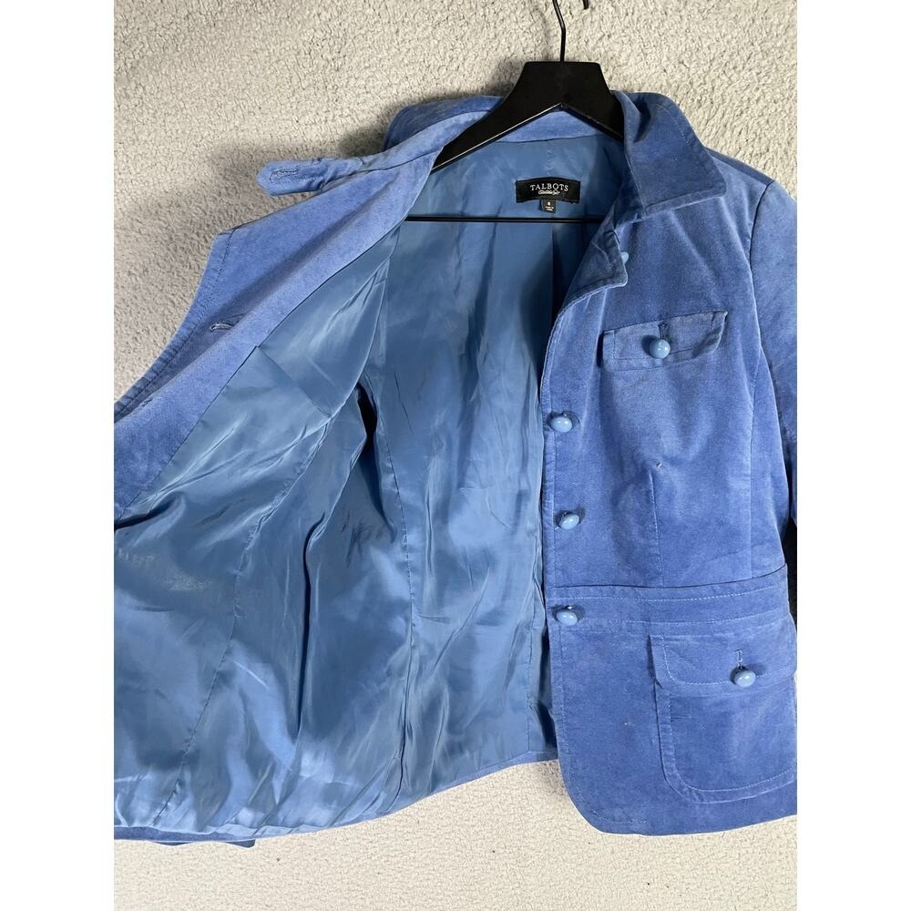 Talbots Womens Blue Corduroy Utility Jacket Mock Neck Button Front Size 8 - Picture 12 of 12
